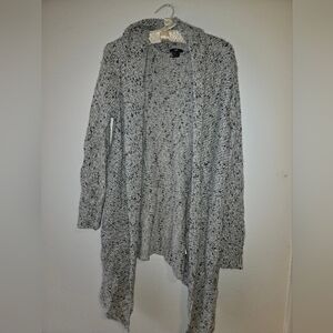 H&M Black and White Speckled Open-Front Knit Cardigan